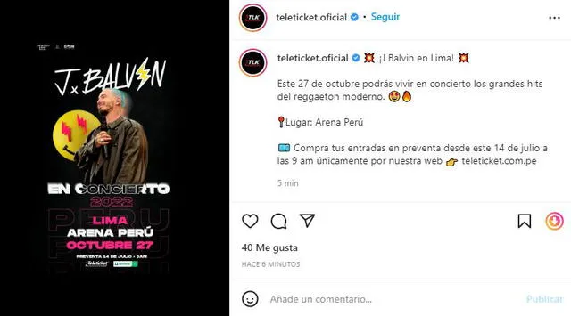 Confirmado: J Balvin llega a Lima este 2022. Foto: captura/Instagram