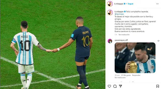  Mensaje de Mbappé. Foto: Instagram   