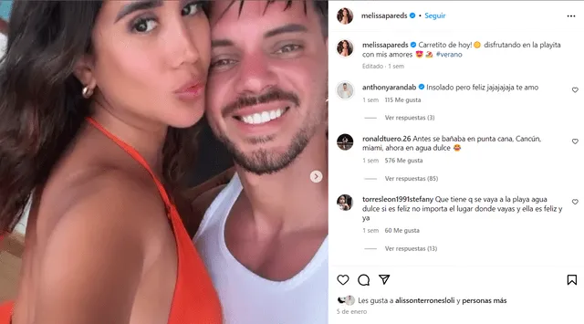 Melissa Paredes and Anthony Aranda shared photos of their day at the beach.  Photo: Instagram   