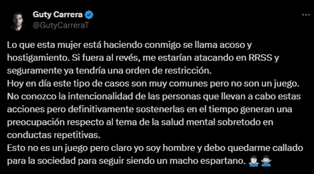 Guty Carrera se pronunció en sus redes sociales. Foto: X/Guty Carrera   