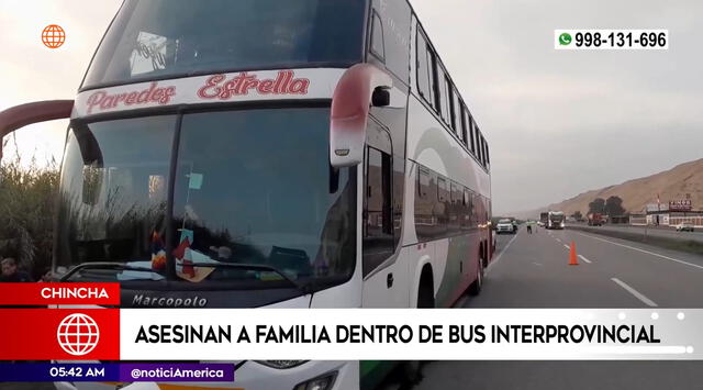 El autobús de la empresa Paredes Estrella fue el lugar de los hechos donde sucedió el crimen. Foto: Captura America Noticias    