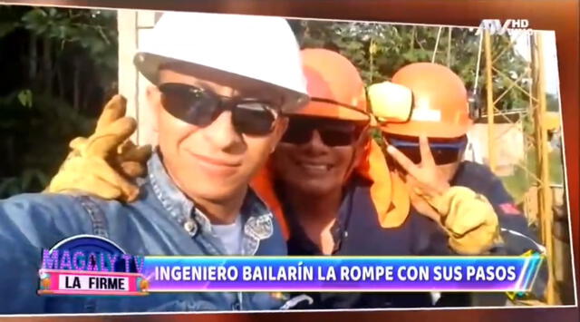  El 'Ingeniero Bailarín' junto a sus compañeros de trabajo. Foto: Captura ATV   