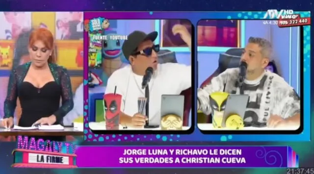  Jorge Luna y Ricardo Mendoza apoyan a Pamela López. Foto: Captura ATV   