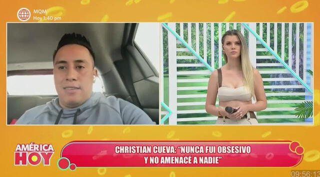  Christian Cueva había negado relación con Rosangela Espinoza. Foto: Captura América TV   