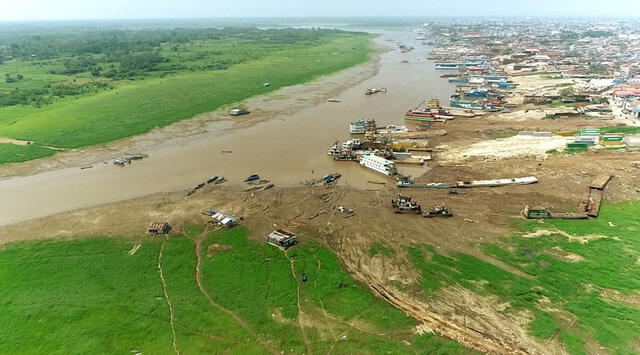  Afectación. Río Amazonas disminuye de 3 a 5 cm al día. Quedan unos 75 cm para llegar a la sequía más grande de su historia. Foto: Senamhi   