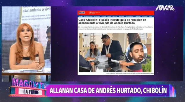 Magaly Medina pronunciándose sobre el caso Andrés Hurtado. Foto: ATV.  