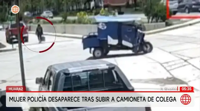  La última vez, la agente fue vista subiendo a la camioneta de su colega. Foto: Captura América   
