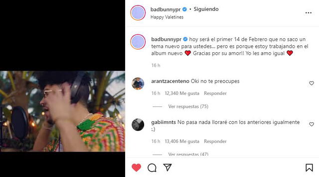 Bad Bunny alista nuevo álbum musical. Foto: captura de Instagram / @badbunnypr
