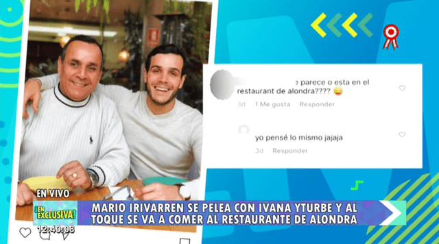 Mario Irivarren se puso a buen recaudo en restaurante de Alondra tras disputa con Ivana Yturbe [VIDEO]