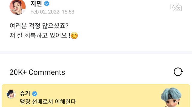 Yoongi le comenta a Jimin