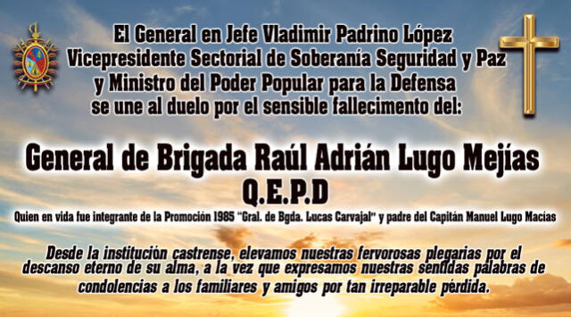 General Lugo | Raúl Lugo Mejías | Ministerio de Defensa | Venezuela
