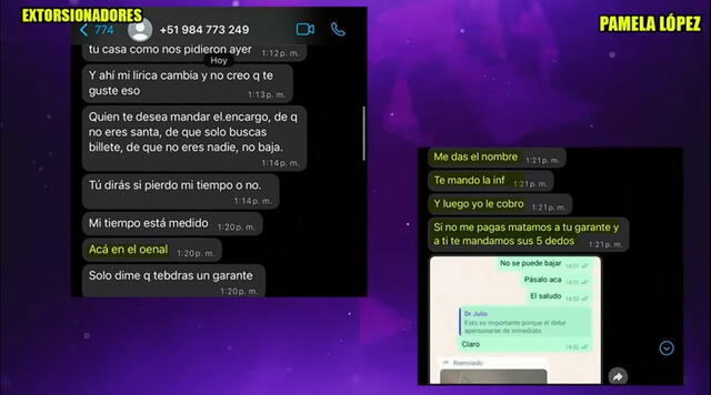  Extorsiones y amenazas contra Pamela López. Foto: Captura ATV   