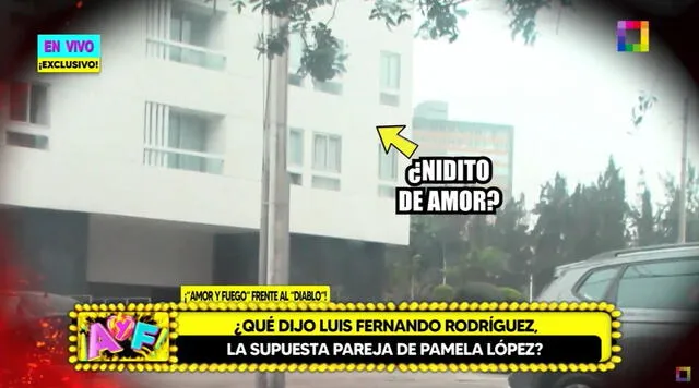  'Amor y fuego' habría captado a Luis Fernando Rodríguez y Pamela López en un departamento. Foto: Captura Willax   