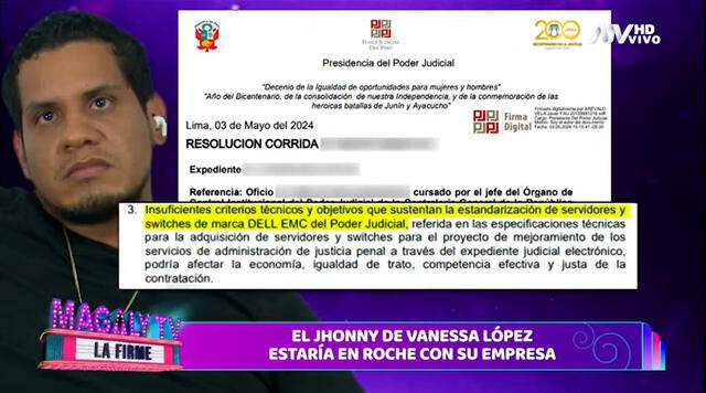  Contraloría investiga a pareja de Vanessa López. Foto: Captura ATV   