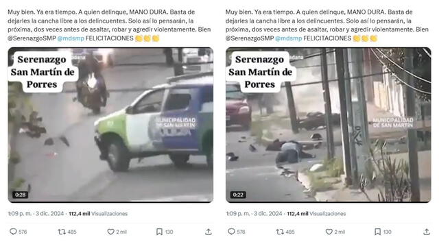 <em> Escenas de la publicación viral atribuida a San Martín de Porres como lugar del hecho. Foto: captura de X</em>   