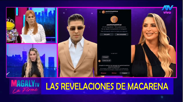 Macarena Gastaldo se presentó en el programa de Magaly Medina. Foto: ATV. Macarena Gastaldo se presentó en el programa de Magaly Medina. Foto: ATV.