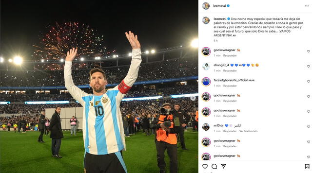 Mensaje de Messi. Foto: captura IG   