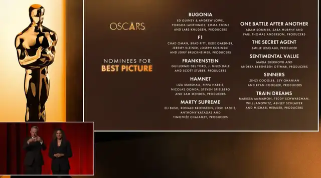  Nominadas a mejor película en los Oscar 2026. Foto: captura YouTube/The Academy   