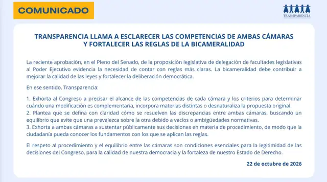 Comunicado de Transparencia
