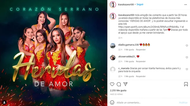 Kiara Lozano es la nueva integrante de Corazón Serrano y quien dará voz al tema "Heridas de amor". Foto: Kiara Lozano/Instagram