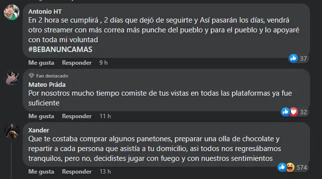 Miembros de la Beba Army piden dejar de seguir a Sideral por no organizar la Chocolatada 2022