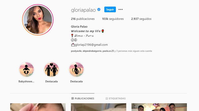 Publicaciones del Instagram de Gloria Palao