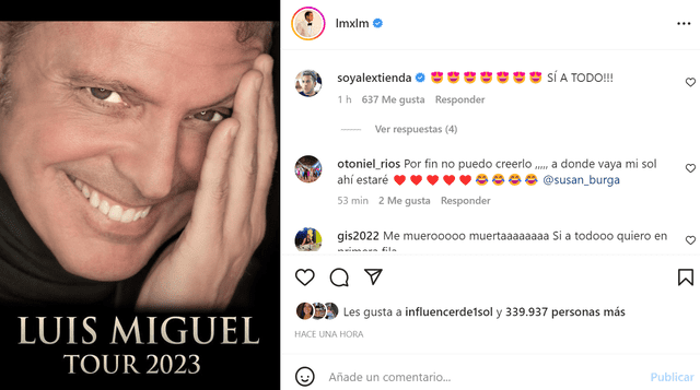 Luis Miguel anuncia gira en el 2023. Foto: captura de Instagram   