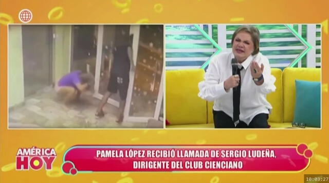  Rosario Sasieta expuso llamada de Sergio Ludeña a Pamela López. Foto: Captura América TV   