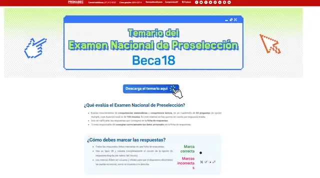  El temario del Examen Nacional de Preselección Beca 18. Foto: Pronabec   
