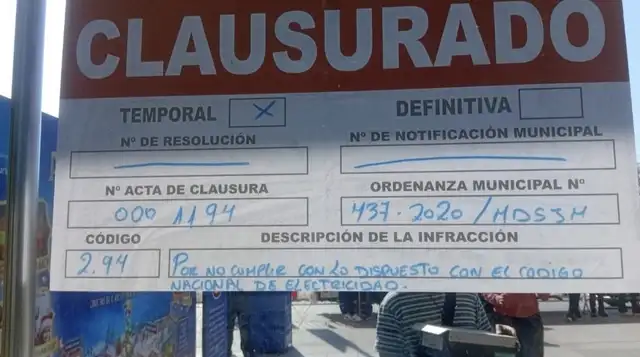 La municipalidad cerró temporalmente el centro comercial. Foto: difusión. La municipalidad cerró temporalmente el centro comercial. Foto: difusión.