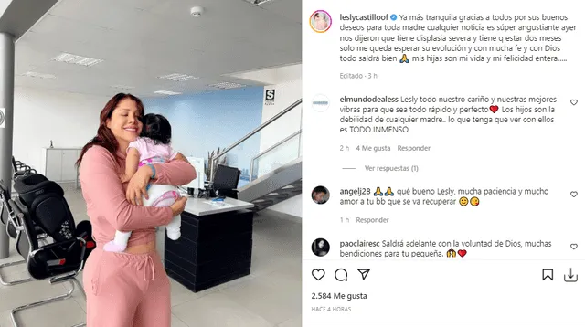 Lesly Castillo cuenta detalles de la salud de su hija menor. Foto: Lesly Castillo/Instagram.