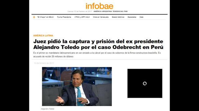 Alejandro Toledo : Medios internacionales informaron así sobre prisión preventiva