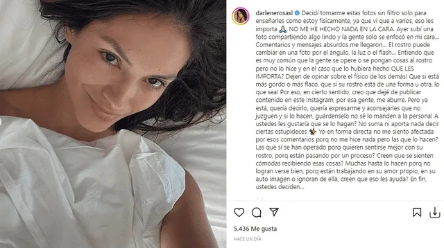 Darlene Rosas responde a sus detractores. Foto: Darlene Rosas/Instagram.