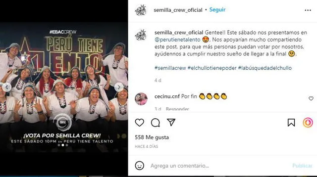 "Semilla crew" en las redes sociales. Foto: captura/Instagram