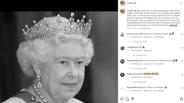 Cristiano Ronaldo expuso sus condolencias en sus redes sociales. Foto: Instagram Cristiano Ronaldo expuso sus condolencias en sus redes sociales. Foto: Instagram
