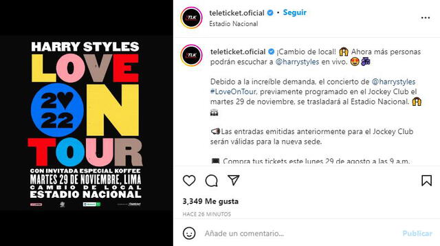 Harry Styles en Lima 2022. Foto: captura/Instagram