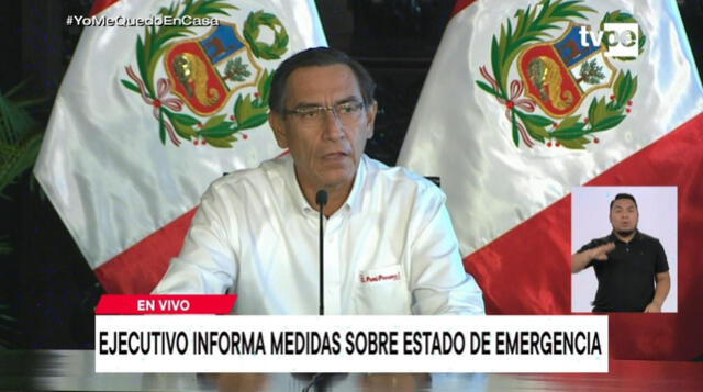 Captura a TV Perú durante conferencia de prensa de Martín Vizcarra.