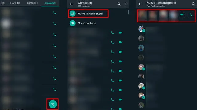 Videollamada grupal de WhatsApp