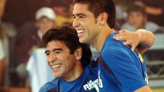 Juan Román Riquelme y Diego Armando Maradona