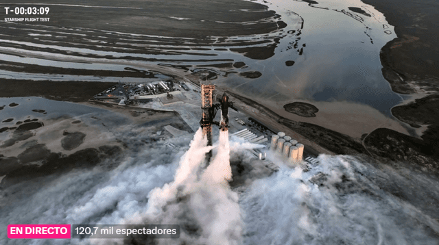 Starship despegó alrededor de las 8 a. m. EDT. Foto: captura de transmisión de SpaceX   