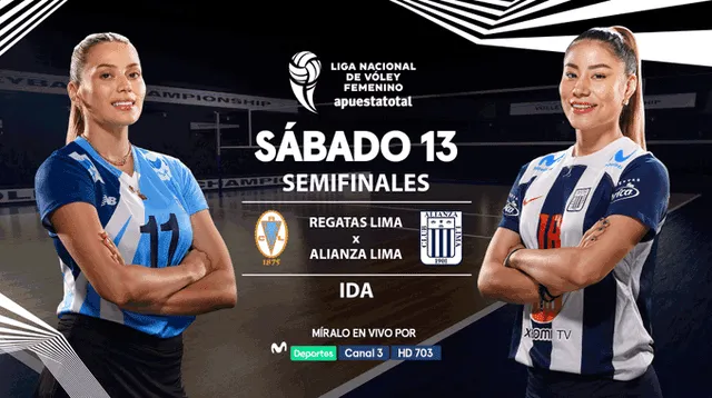 Programación de Alianza Lima vs. Regatas Lima por la Liga Nacional de Vóley 2024. Foto: Movistar Deportes   