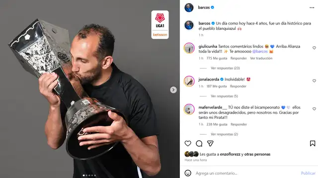 Publicación de Hernán Barcos. Foto: Instagram. Publicación de Hernán Barcos. Foto: Instagram.