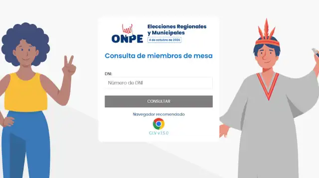 Portal de la ONPE para consultar si fuiste elegido miembro de mesa.