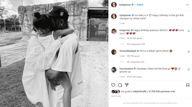 Stormi Webster, hija de Kylie Jenner y Travis Scott cumplió 4 años el último 1 de febrero. Foto: Kylie Jenner/Instagram
