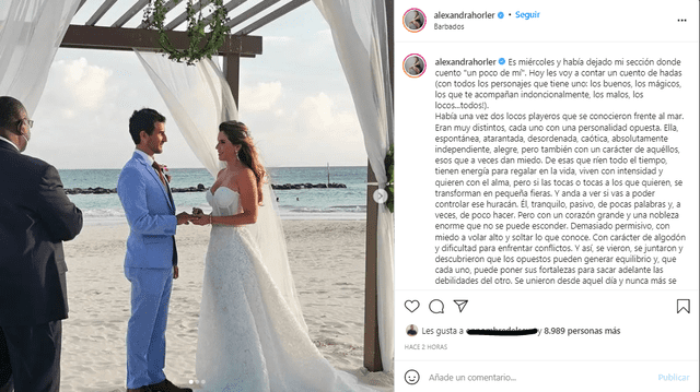 Alexandra Hörler y Juan Francisco Pardo son oficialmente esposos. Foto: Alexandra Hörler/Instagram