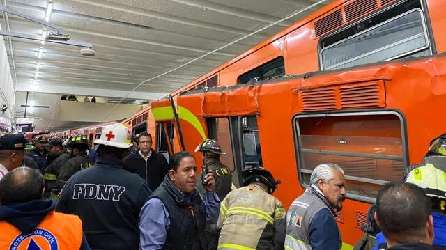 Los trenes impactaron a las 23:37 horas del ultimo martes. Foto: Cruz Roja CDMX