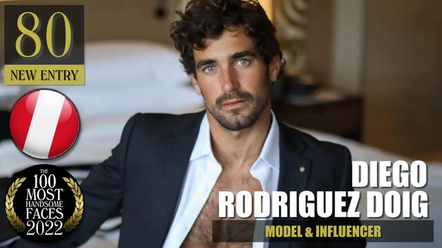 Diego Rodríguez Doig figura en el ranking 100 Most Handsome Faces of 2022. Foto: captura TC Candler/YouTube