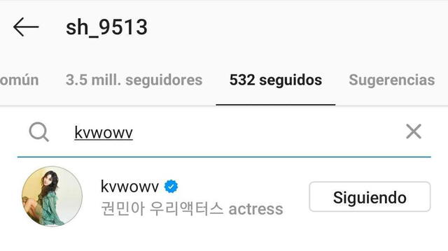 Seolhyun todavía sigue a Mina en Instagram. Foto: captura