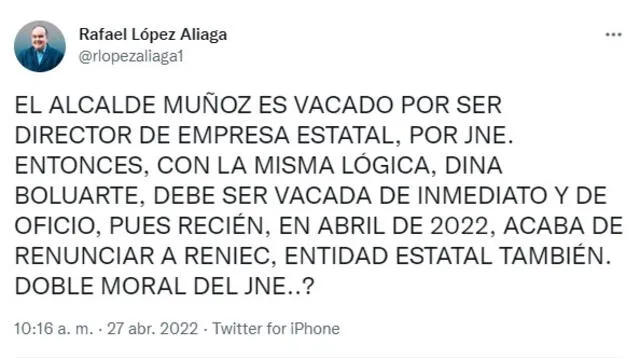 Twitter de Rafael López Aliaga