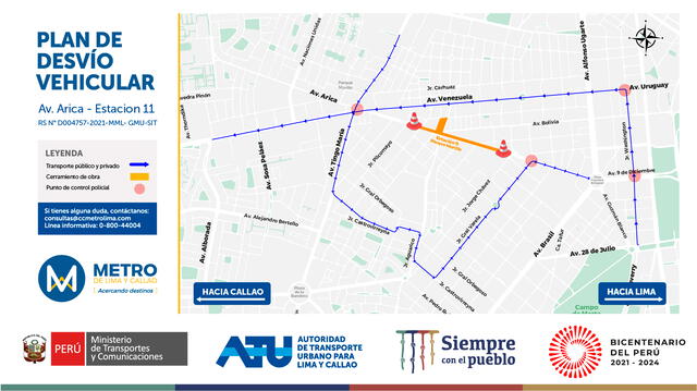 Plan de desvío Línea 2 del Metro